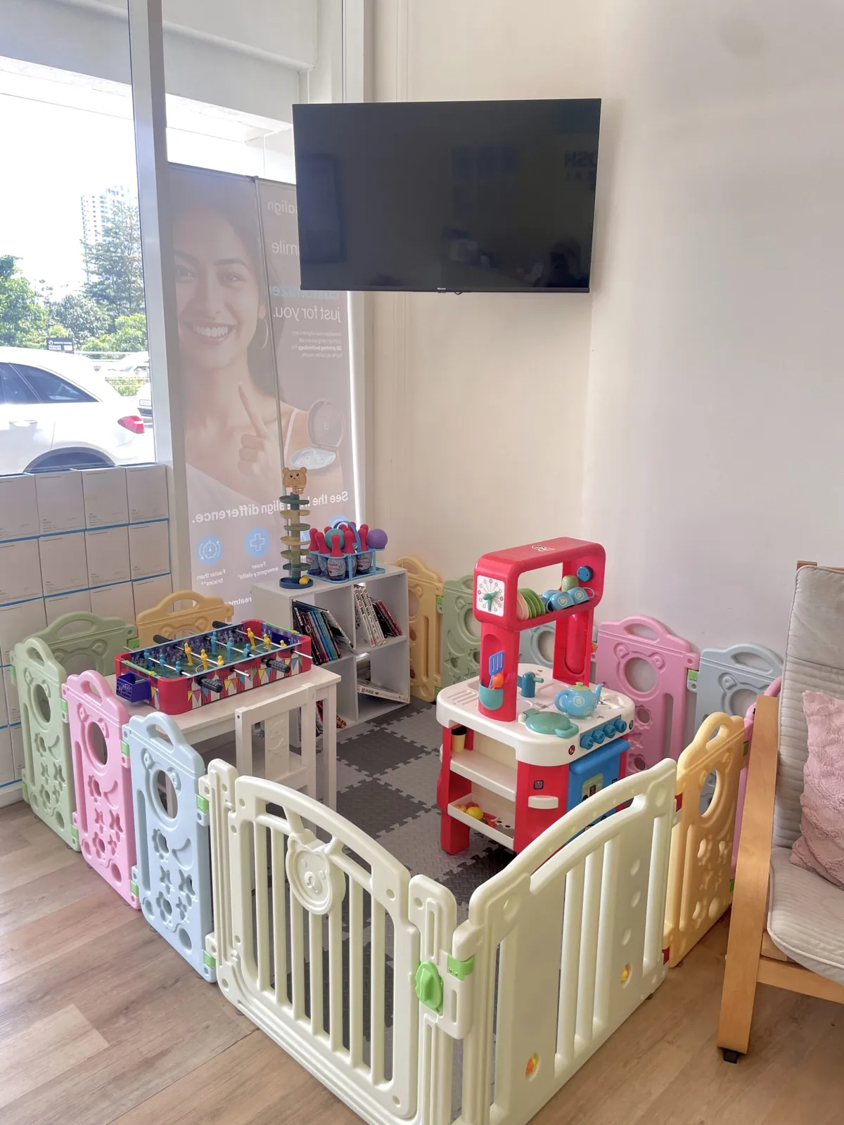 The children's play corner in the waiting area